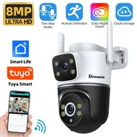 8MP 4K Tuya WIFI Cellular Security Camera Dual Lens Outdoor Cameras for Home Security with Pan Tilt Auto Tracking Two-Way Audio