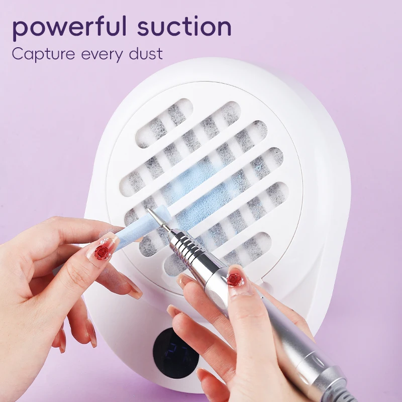 أداة تنظيف الأظافر اللاسلكية القابلة لإعادة الشحن، مكنسة كهربائية، آلة تجميع غبار الأظافر مع إزالة معدات الأظافر بفلتر الورق