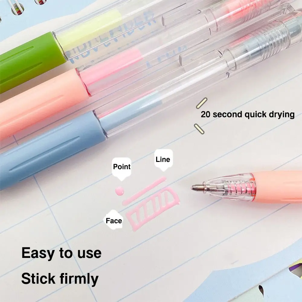 Pen Shape Glue Pen Large-capacity High Viscosity Double Sided Adhesive Candy Color Quick-Drying Dispensing Pen School Office