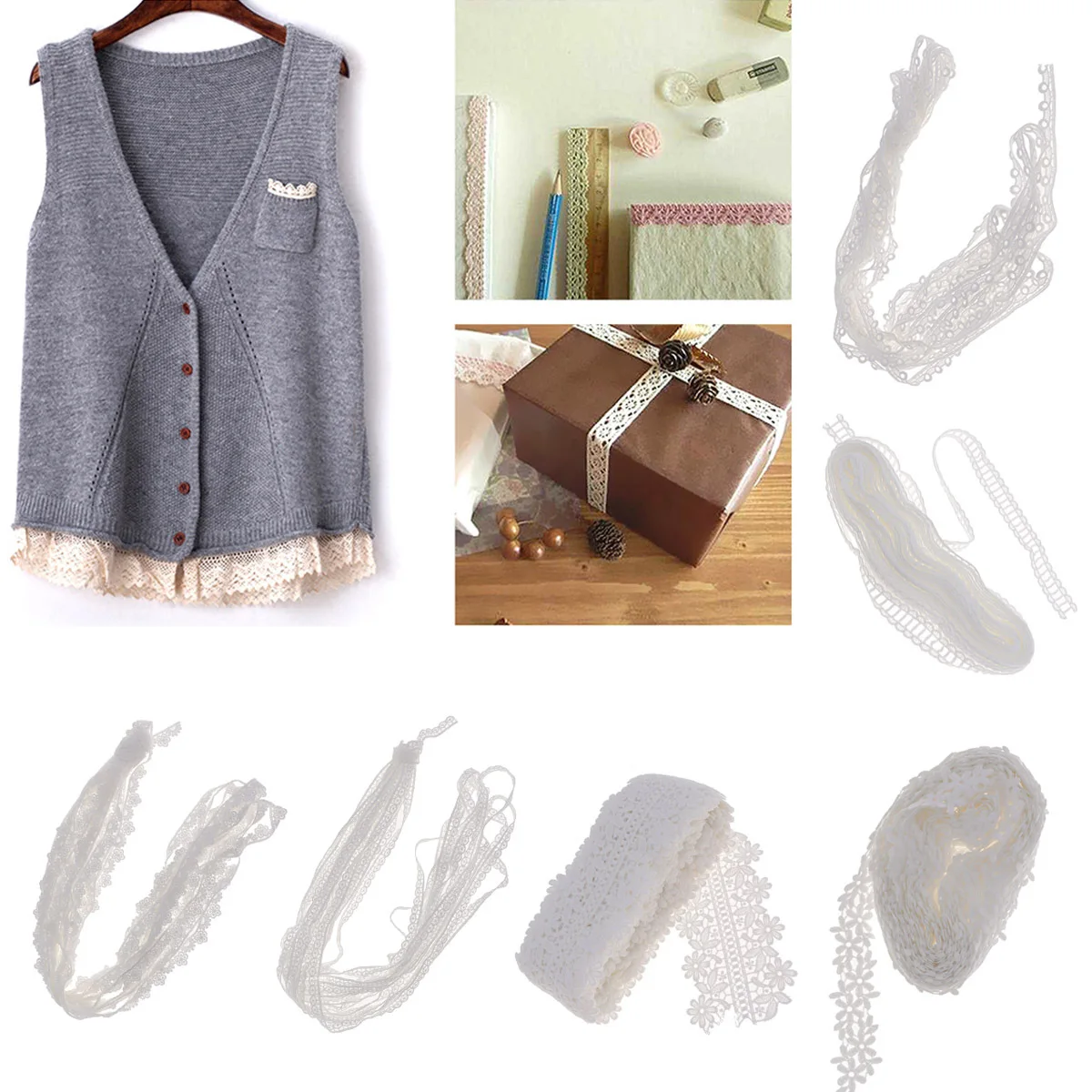 

10 Yards 920X8Cm White Lace Fabric For Wedding Dress Flower Border Design Embroidered Applique Decorative Trim Suitable Lingerie