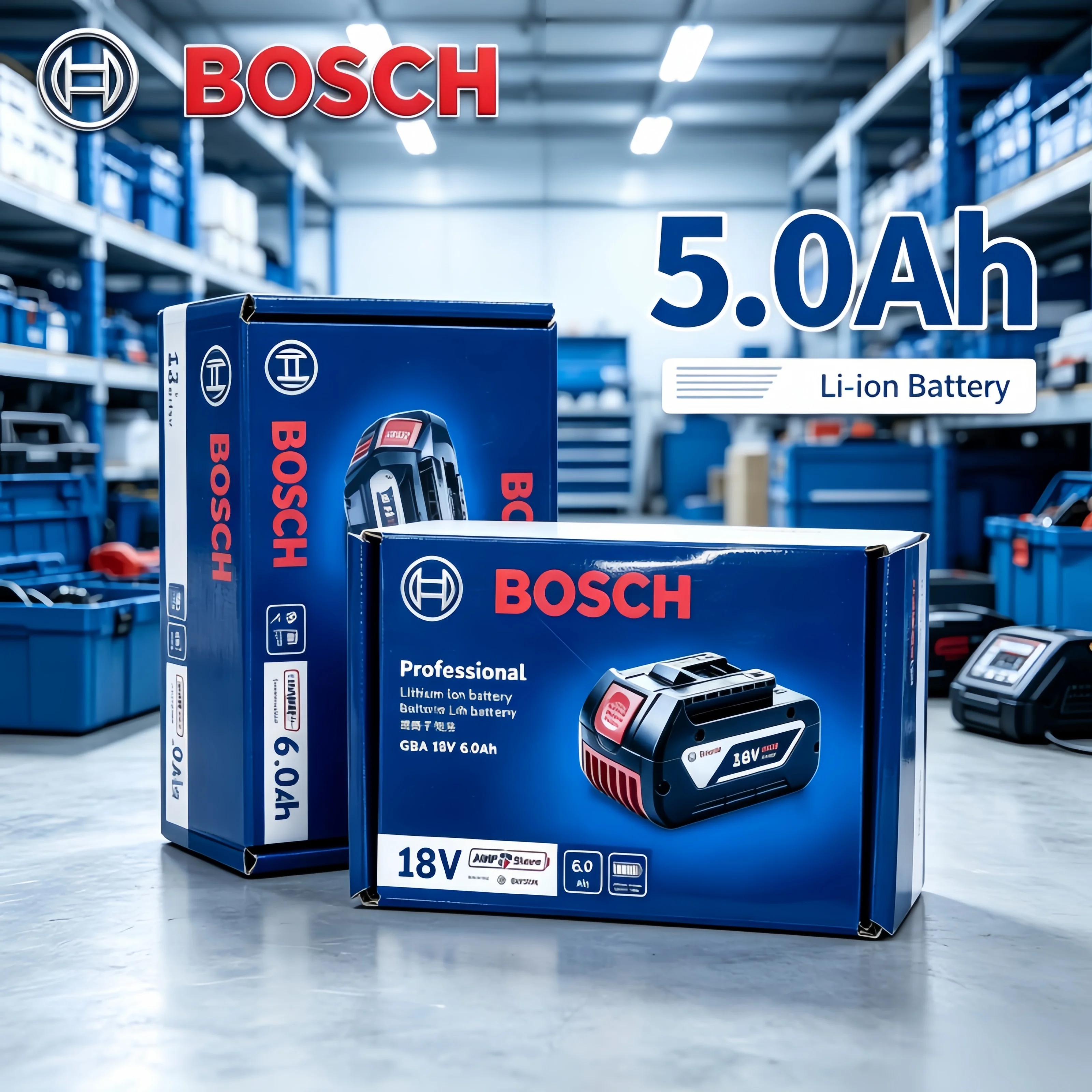 Bosch 18V 5.0Ah Professional Li-ion Battery GBA18V 5000mah Long Runtime Rechargeable Battery for Bosch 18V Cordless Power Tools