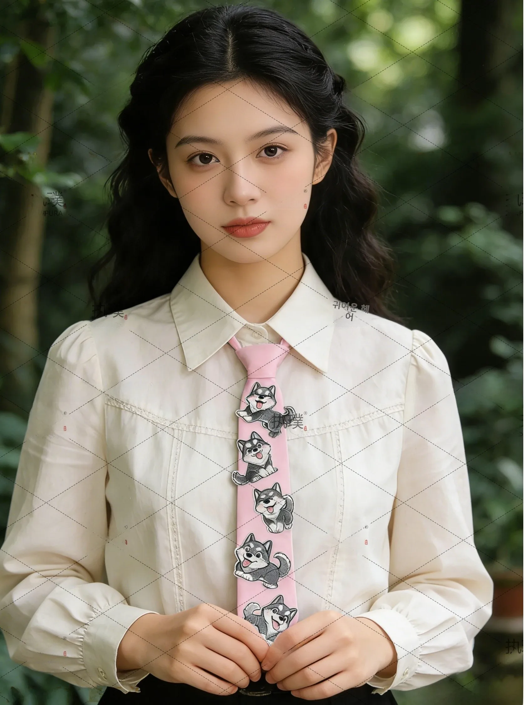 adorable-embroidered-iba-inu-tie-creative-3d-design-faionable-irt-accory-original-design-casual-sle-polyester-mate