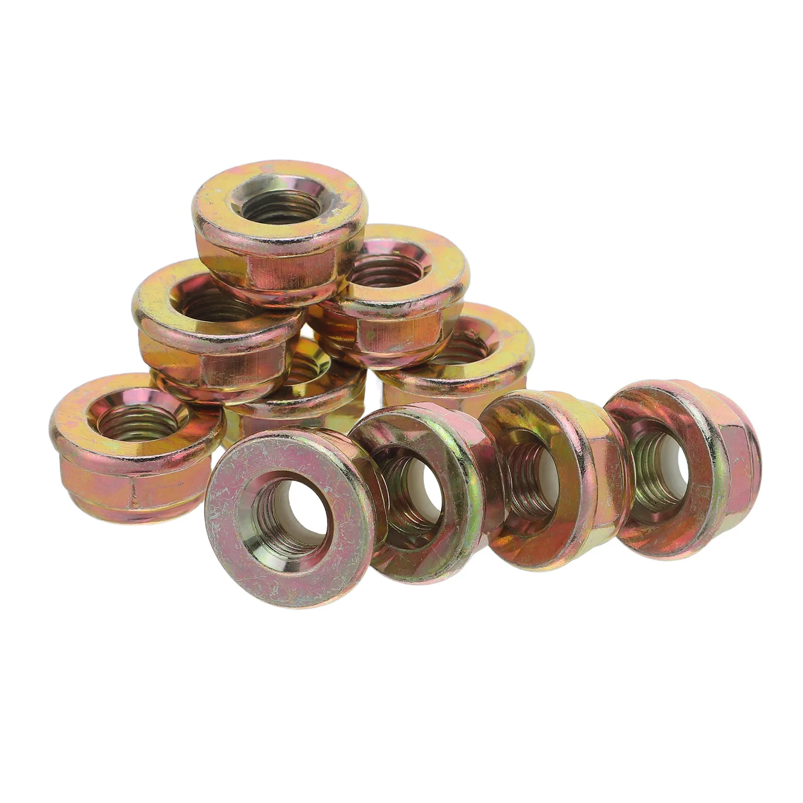 10Pcs Left-Hand Thread Lawn Mower Blade Nut Compatible Anti-Clockwise Flanged Nut Brush Cutter Gear Head Replacement view 4