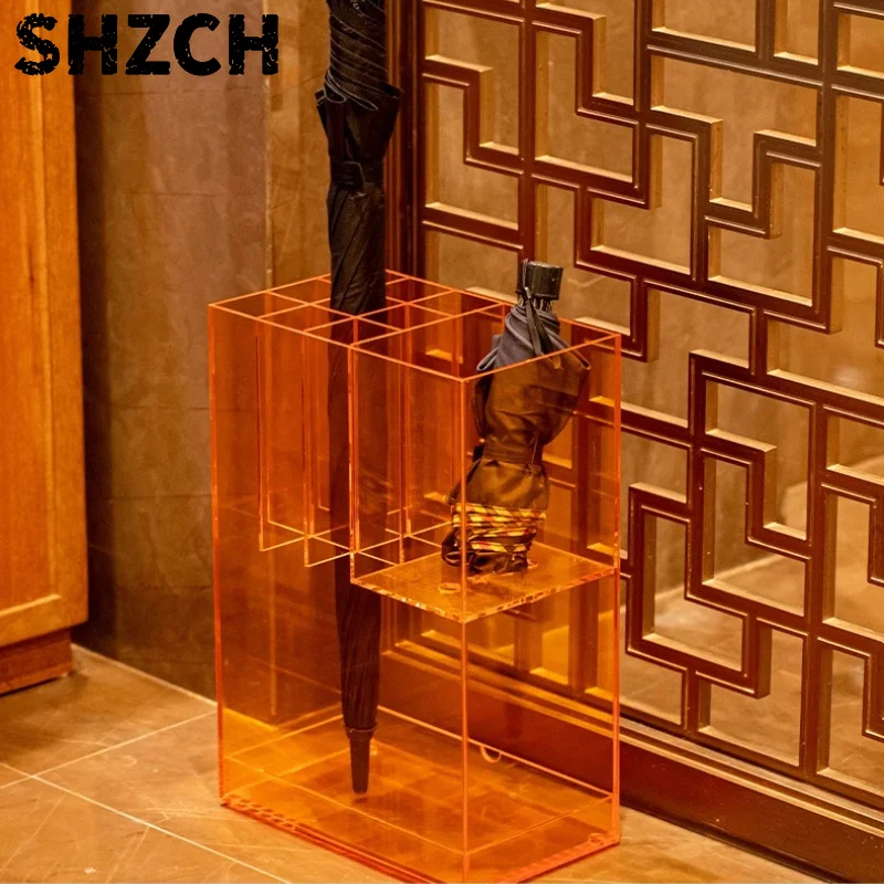 ‌Commercial Acrylic Umbrella Stands Heavy Duty Drip-Dry Rack Entryway Waterproof Storage for Hotel Lobby Clear Standing Holder