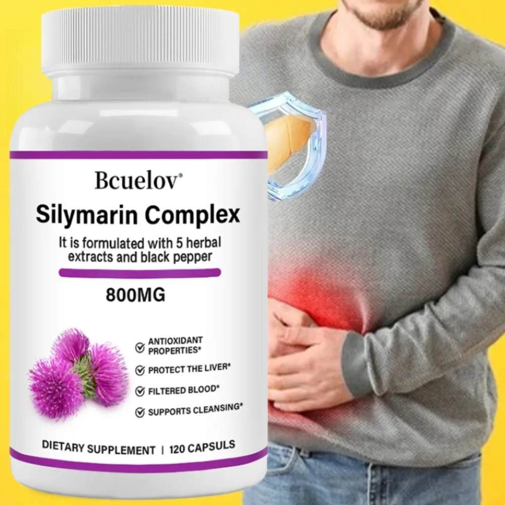

Silymarin Complex | with Dandelion, Ginger, Supports Healthy Liver Function, Antioxidant & Detox Support, Vegetarian Capsules
