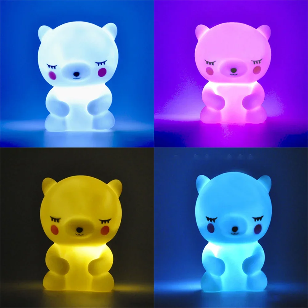 1PCS 귀여운 LED 야간 조명 곰 유니콘 공룡 토끼 만화 동물 침대 옆 램프 어린이 침실 장식
