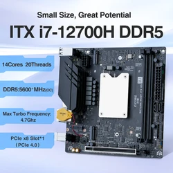 Erying M-ITX Diy Desktop Moederbord Set Met Ingebouwde Cpu Core Interpose Kit I7 12700H I7-12700H 14c 20T Ddr4 Gaming Pc Computer