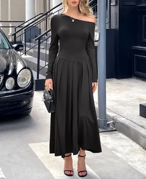 

2025 Autumn/Winter Y2K High Waist Long Sleeve Dress for Women's Wear Temperament Commuting Female Fashion Sweet A-Line Dresses