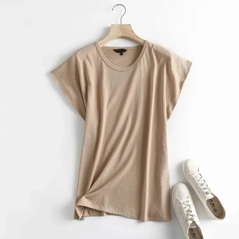 

Dave&Di Harajuku Tshirt Enlgand Indie Folk Simple O-neck Linen Casual Summer T Shirt Women Camisetas Verano Mujer 2022 Tops