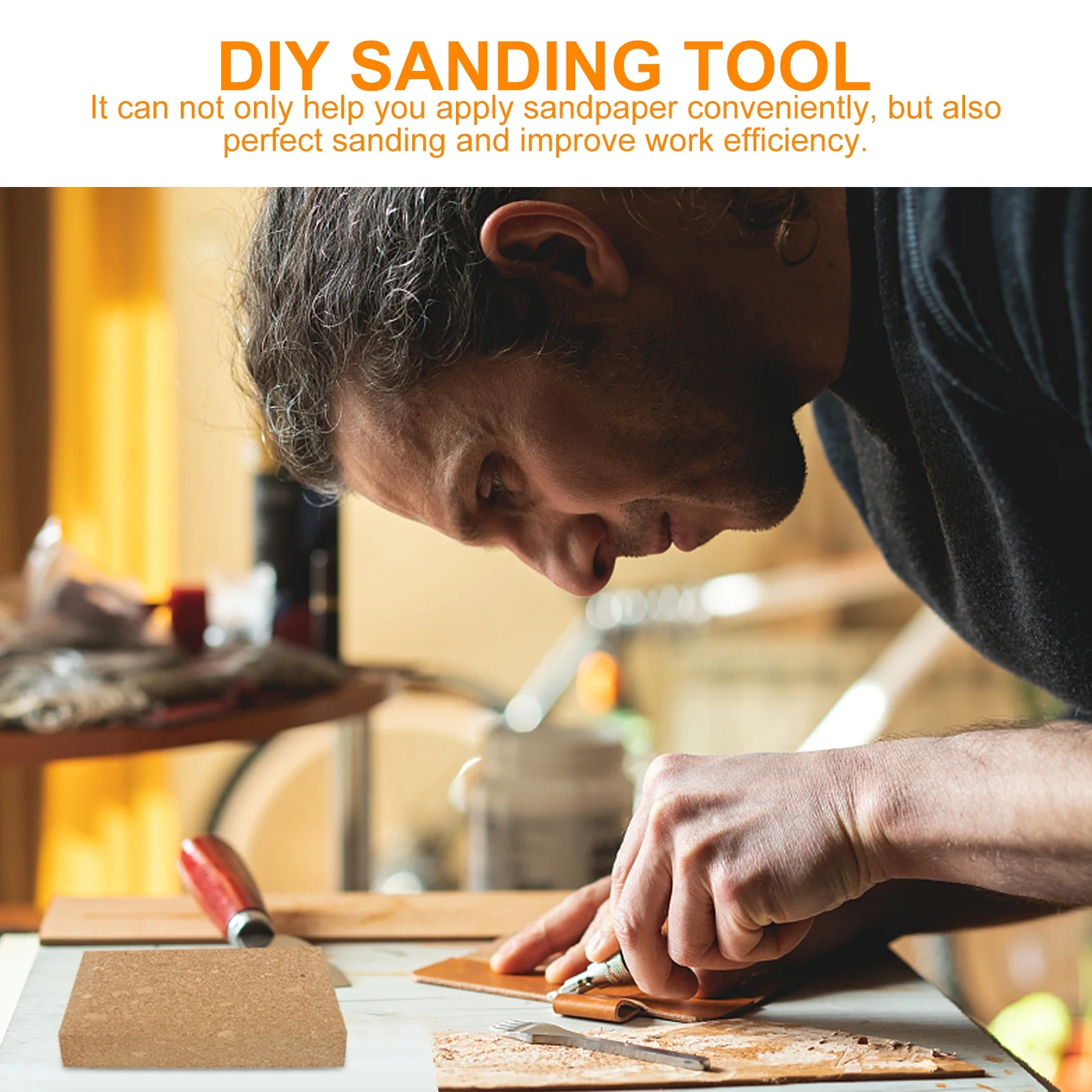 บล็อกกระดาษทรายไม้เนื้ออ่อน 1 ชิ้น ทรงสี่เหลี่ยมมุมเอียง สำหรับงาน DIY ขัดเงา อุปกรณ์เสริมสำหรับยึดกระดาษทราย