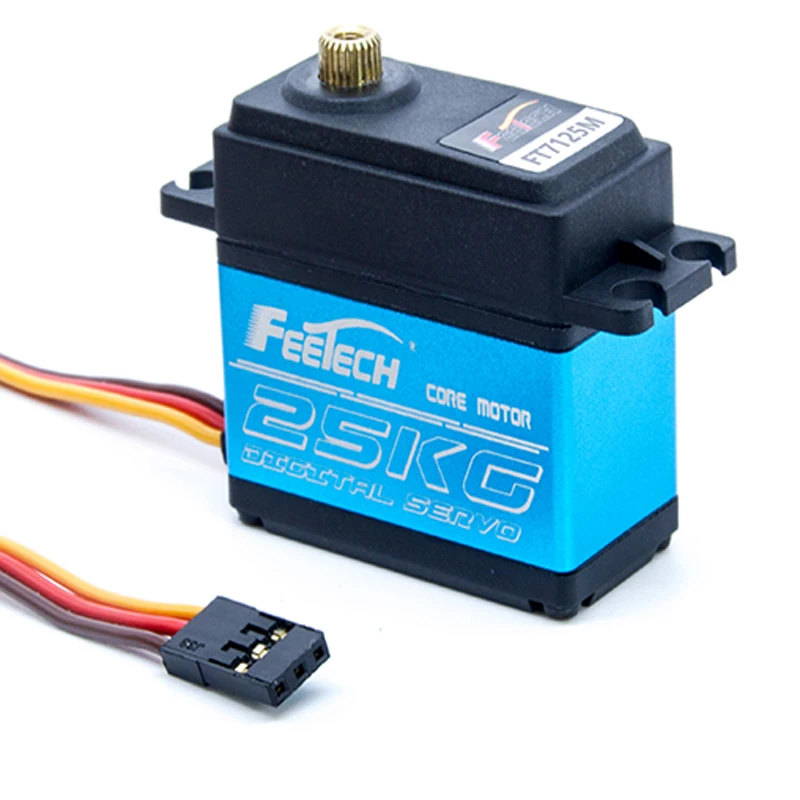 Feetech 8.4V 25KG Waterproof Digital Robotic Servo Full Servo Food Packaging Machine for RC Car Buggy Trucks Blue Metal Material