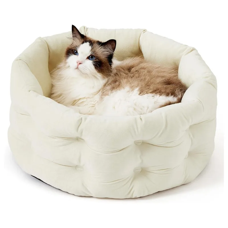 

Small pet PP cotton dotted non-slip bottom kennel, cylindrical bucket-shaped washable cat bed with cushion