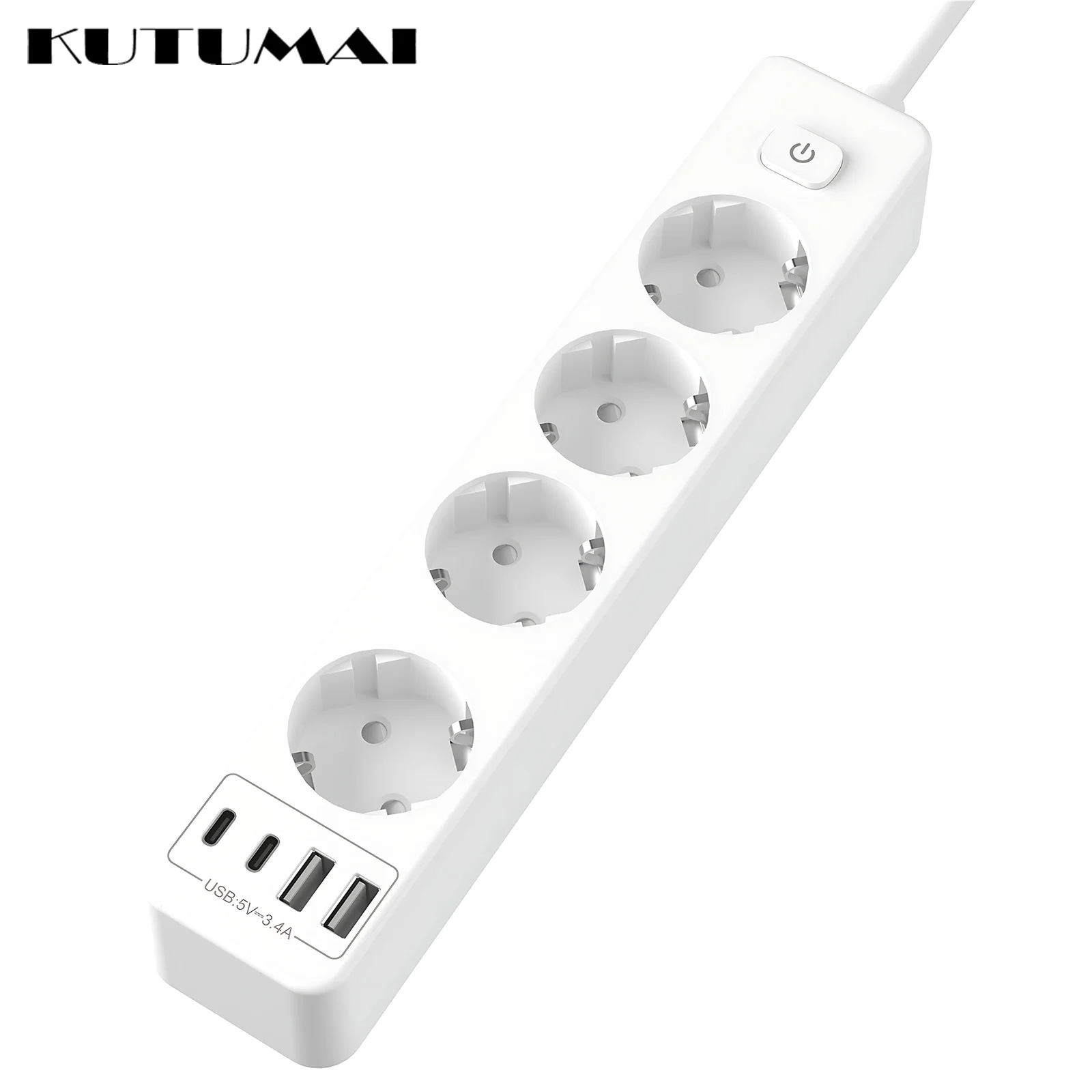 Power Strip Network Filter Multiple Outlets 4 Outlets 4 USB Ports Charging 1.8M Extension Cable EU Plug Electrical Adapter 4000W