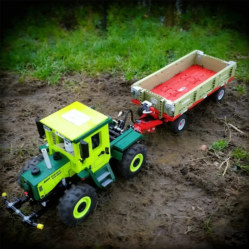 Three-way tipper truck with tow bar building block module MOC-57525 Agricultural machinery vehicle tractor MOC-62767 Gift