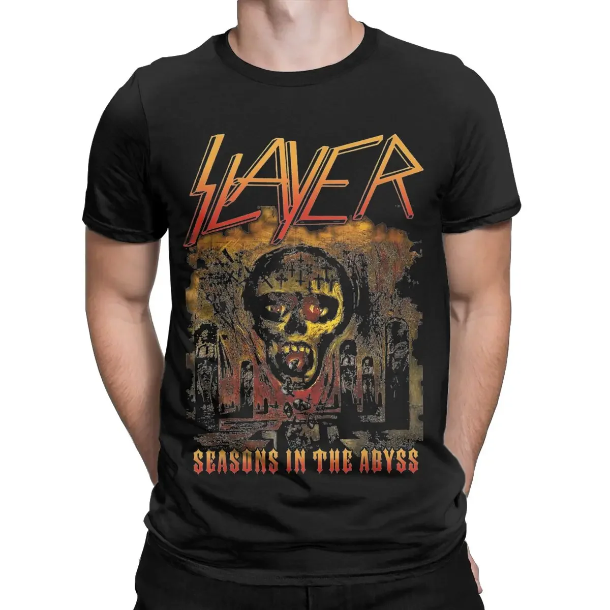 Slayer Orange Season In The Abyss T-Shirts Men Leisure Pure Cotton Tees Round Neck Short Sleeve T Shirt 4XL 5XL Tops