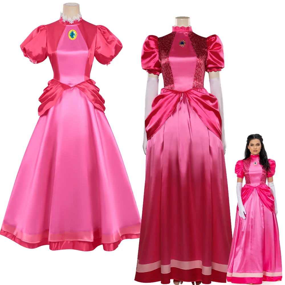 

Princess Cos Peach Cosplay Costume Daisy Rosalina Dress Movie Super Bros Game Outfits Halloween Carnival Adult Women Disguise