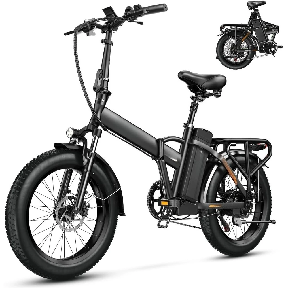 Bicicleta eléctrica plegable con batería grande de 1000W 48V 20AH - 30+ MPH 80 millas de alcance 20" Fat Tire E-Bike