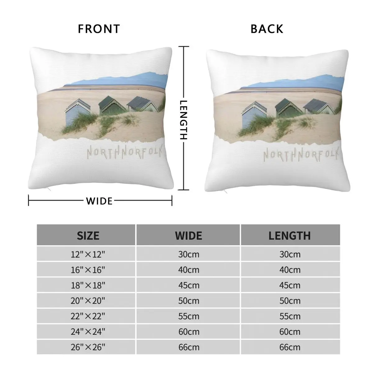 North Norfolk Holkham Beach Square Pillowcase Polyester Linen Velvet Printed Zip Decor Throw Pillow Case Bed Cushion Cover