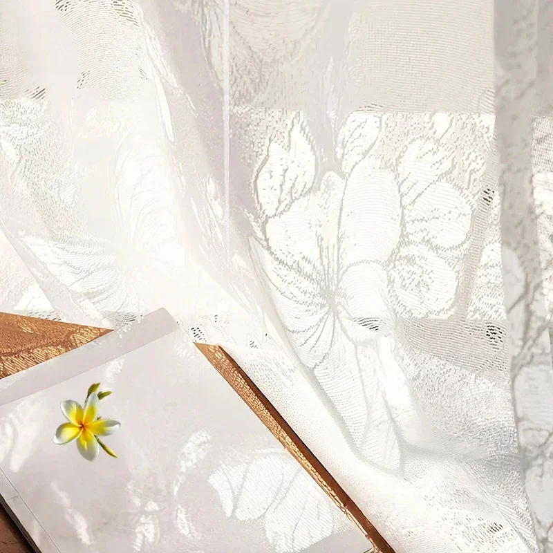 Light Filtering Vintage Curtains 270cm Long for Living Room Bedroom Farmhouse, Country Embroidery Customize Tulle Curtains