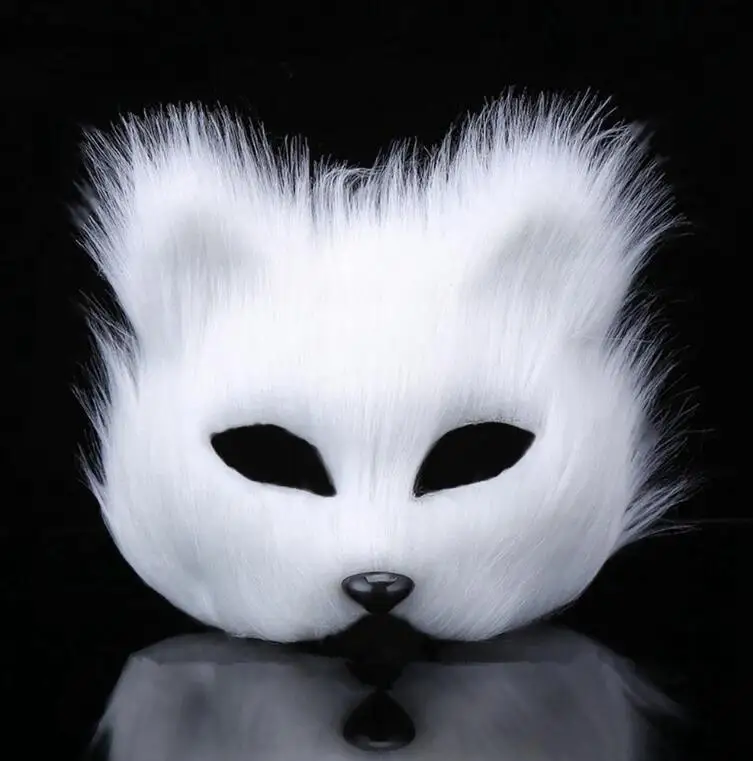 Halloween Animal Five Kinds Of Color Plastic Villus Fox Mask Cosplay Party Half Face Mask Halloween Masquerade Mask