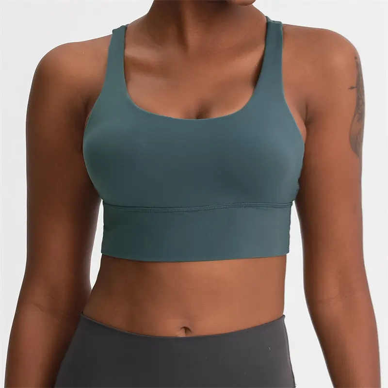 Nepoagym MAGIC Criss Cross Sports Bra Medium Support Brushed Soft for Gym Fitness Workout Push Up Bra with Removable Padding