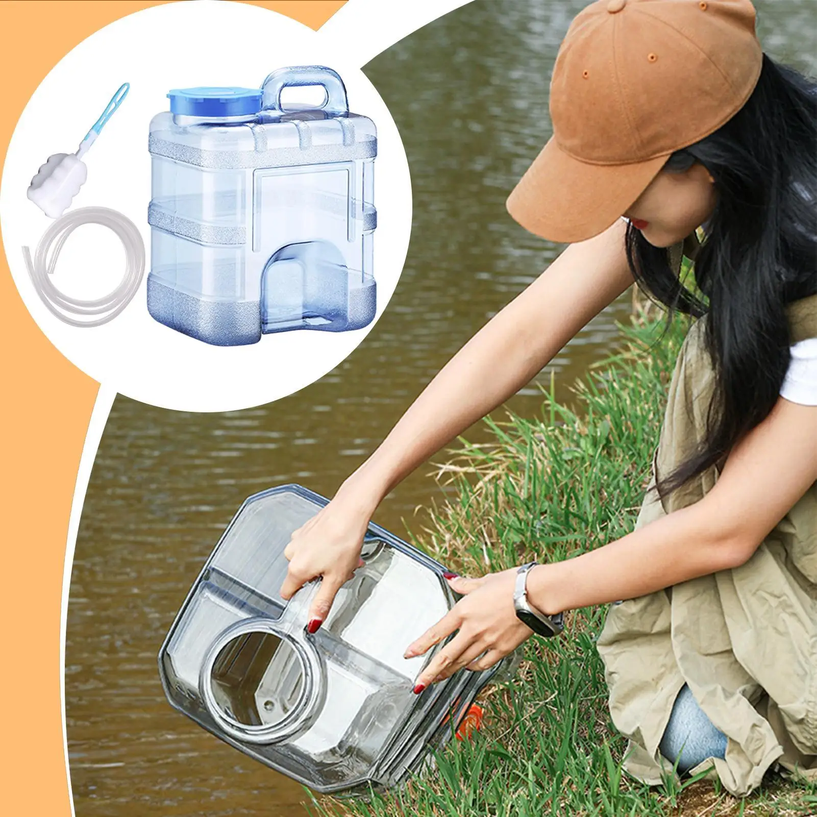 Water Tank 10L Water Storage Tank Heavy-Duty Food-Grade Bucket Leak-Proof Design For Survival RV Garage Patio Farm Workshop Pool