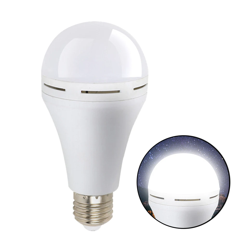 Ampoule d'urgence à intensité variable 3 couleurs 12W, lumière LED rechargeable qui reste allumée en