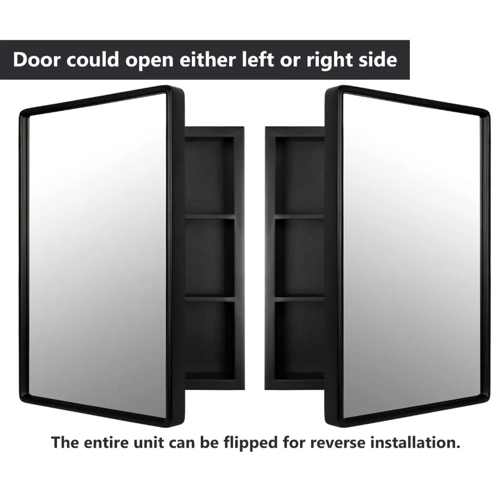 مرآة خزانة طبية للحمام، خزانة أدوية للحمام بإطار خشبي للمزرعة مقاس 24 بوصة × 16 بوصة مع مرآة، مرايا زينة