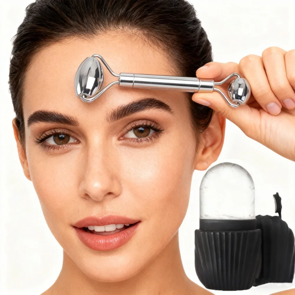 1/2 قطعة الجليد بكرة وجه الوجه العناية بالبشرة مجموعة دوارة الثلج تدليك الوجه الأسطوانة رفع الكنتوري تنظيف الوجه أدوات العناية بالبشرة