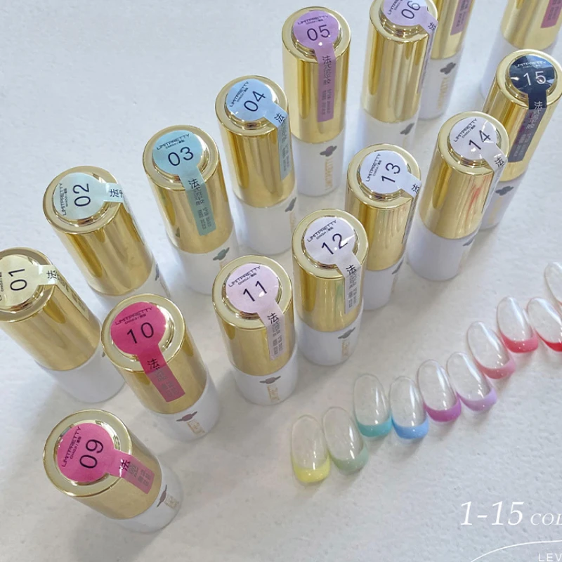 15pcs 10ML Macaron Color Nail Art Liner Gel Polish Semi Permanent Soak Off UV Gel Vanrishes DIY French Nail Art Vernis