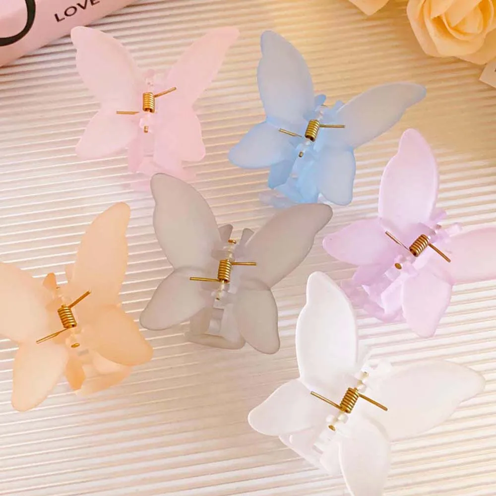 

Acrylic Hairpin Frosted Butterfly Hair Claw Banana Clip Candy Color Butterfly Hair Clip Animals Headdress Large Shark Clip