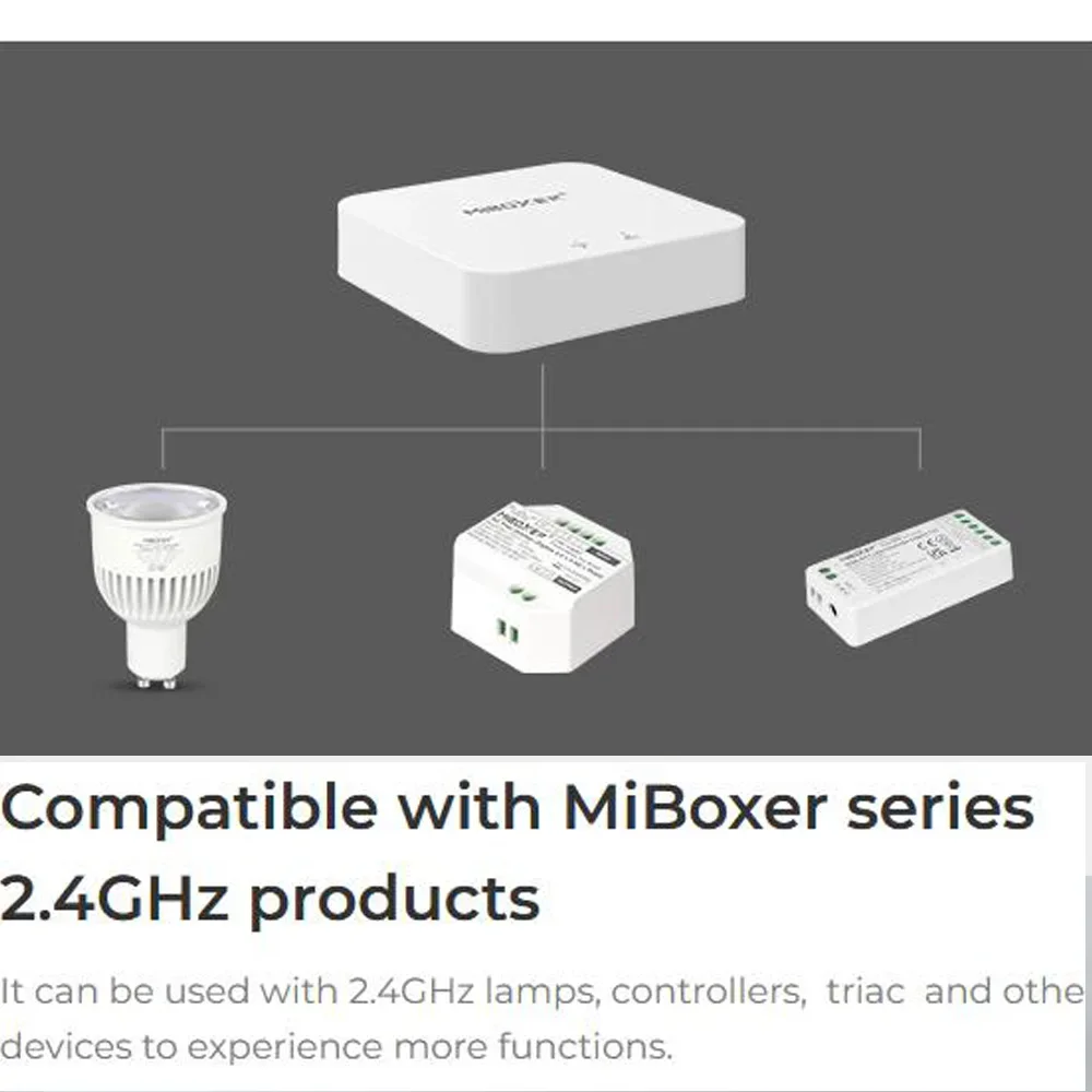 New Miboxer WL-Box2 Wifi LED Controller 2.4GHz Gateway DC5V System Wireless APP Control for Led Strip Light Compatible with APP