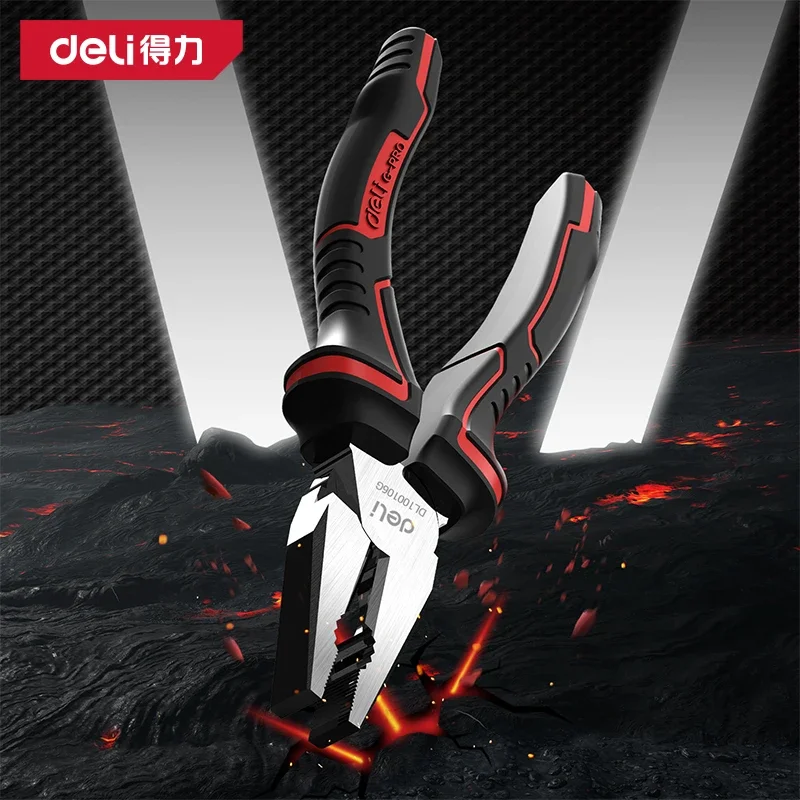 Deli 6/7/8 Inch Linesman Pliers Combination Pliers with Wire Cutter for Twisting Cutting Wires and Clamping Screws Crimping Tool