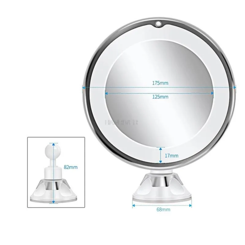 Flexible Makeup Mirror 10X Magnifying Mirrors LED Lighted Touch Screen Vanity Mirror Portable Dressing Table Cosmetic Mirrors