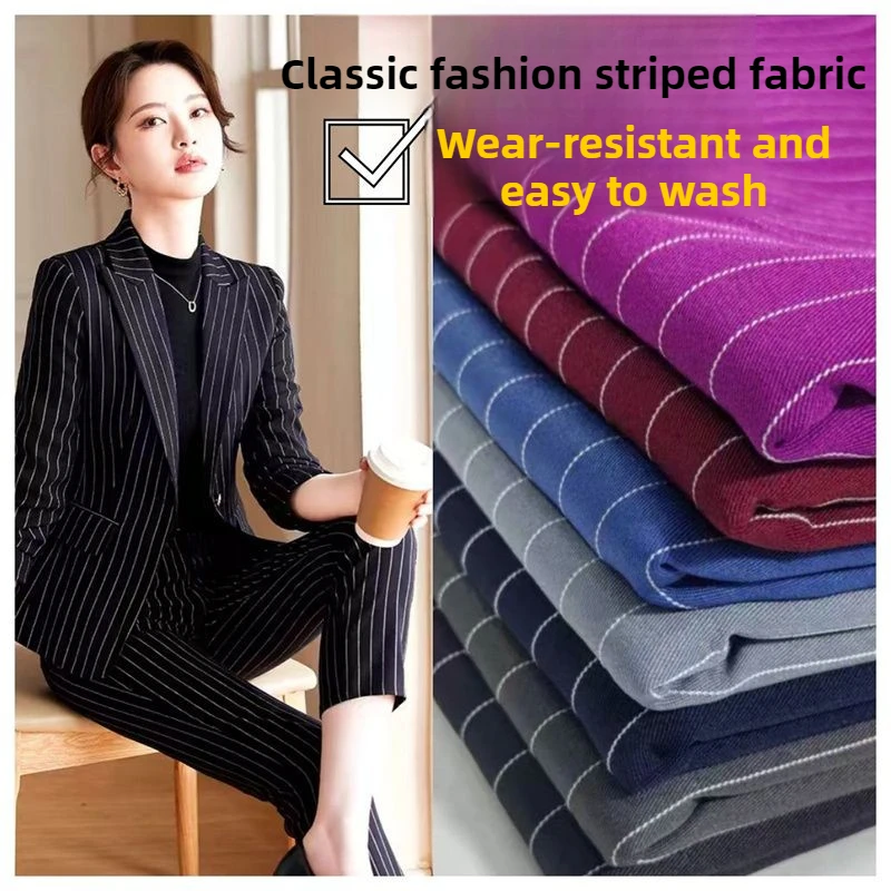 

Micro Stretch Striped Suit Fabric Wearable By The Meter for Pants Vest Uniform Skirt Diy Sewing Cloth Anti-wrinkle Black White