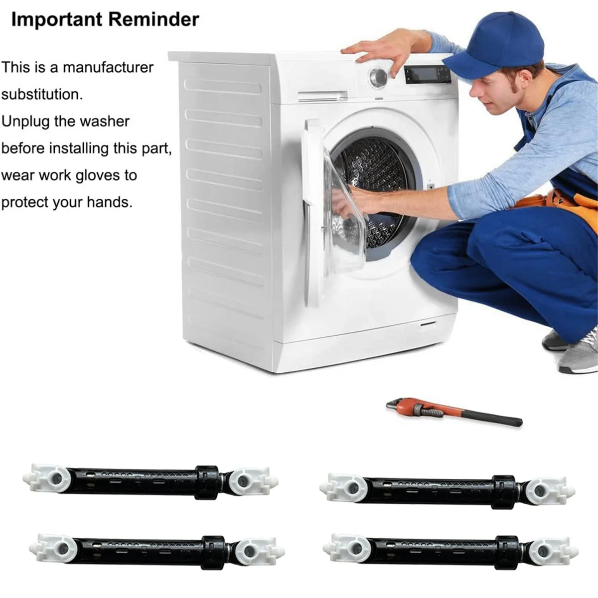 A02V-4PCS Замена амортизаторов шайбы для Whirlpool Заменяет 8182703   АП 3868181 1173231 8181646 , PS 989596