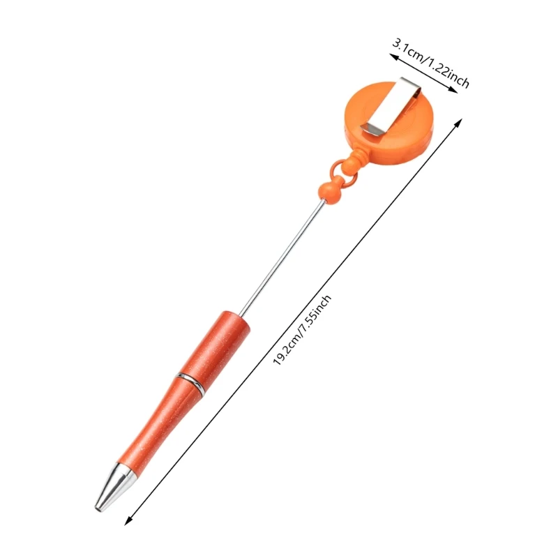 6 шт., шариковая ручка из бисера с выдвижным держателем для значка, ручка из бисера с катушкой для значка, зажим для ремня для