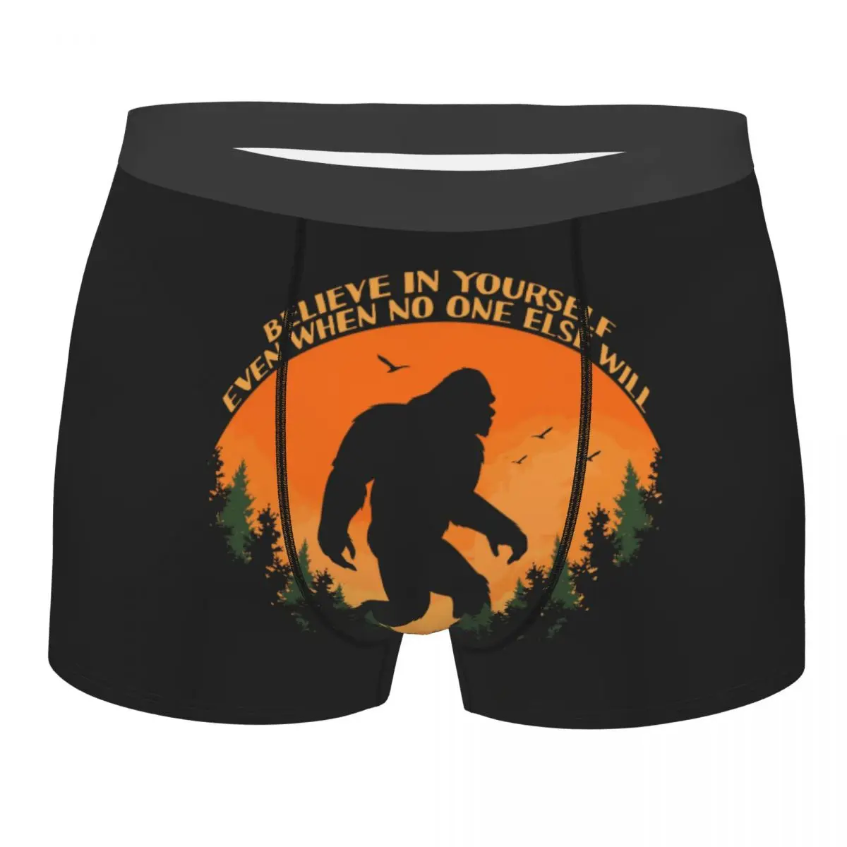 Custom Bigfoot Believe In Yourself Underwear Male Print Retro Boxer Briefs Shorts Panties Breathable Underpants