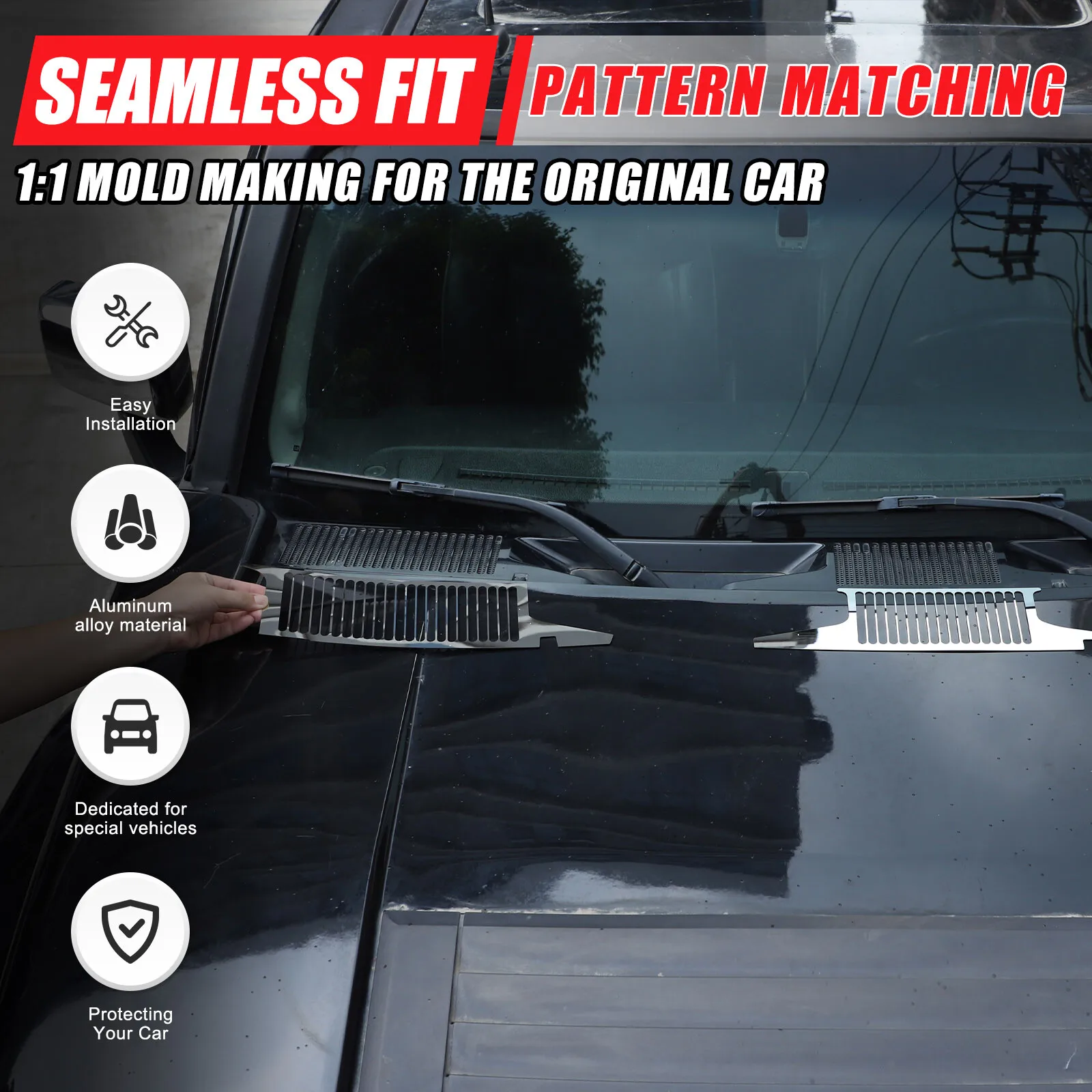 

Stainless Steel Car Hood Front Windshield Lower Water Channel Patch Trim For Hummer H3 2005-2009 Hood Decorative Kit Accessories