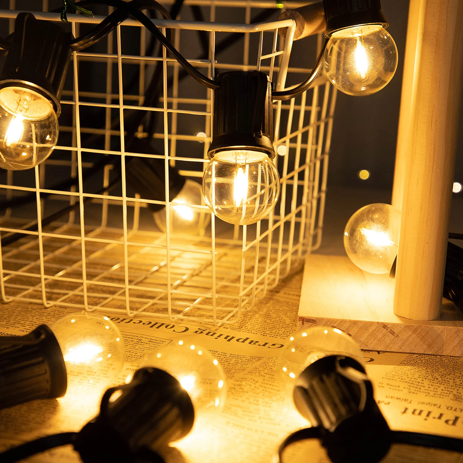 G40 غلوب اديسون مصباح 1 واط E27 قاعدة العتيقة كرة صغيرة سلسلة ضوء استبدال لمبة العنبر الزجاج الشفاف الدافئة الأبيض Led لمبة خيوط #6