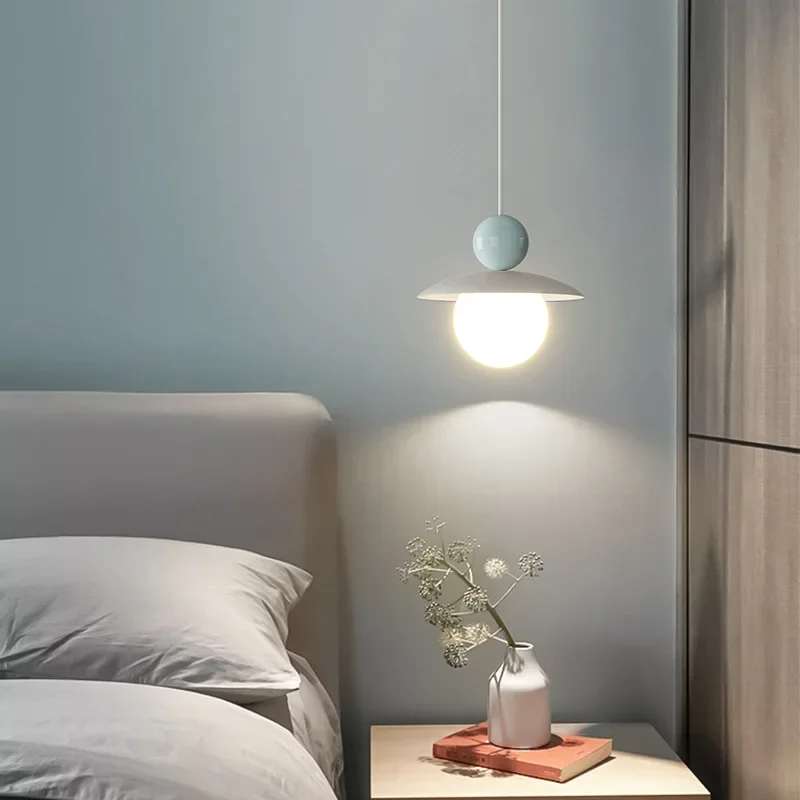 

SANDYHA Nordic LED Pendant Light Cream Style Lighting Fixture for Bedroom and Living Room Decorative Circular Design Modern Home