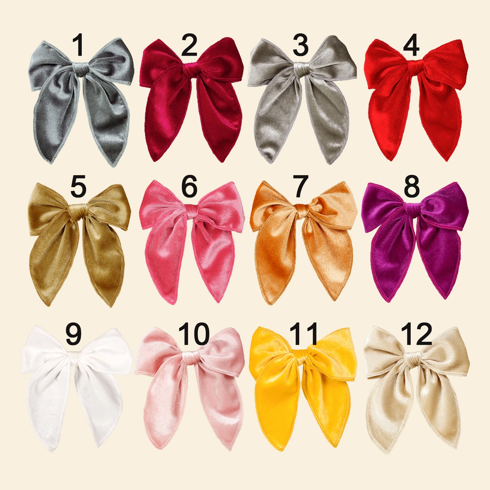 

72pc/lot 5inch Velvet Bow Hair Clips Baby Girls Fable Bow Hairpins Solid Color Schoolgirl Velvet Bows Barrette Kid Headwear Bulk