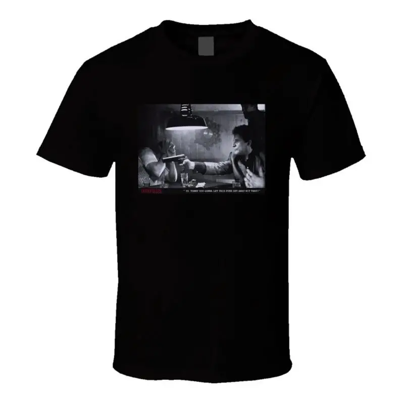Goodfellas Two Men Exchanging Handgun Cursive Title T-Shirt