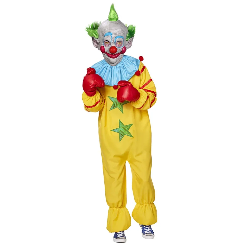 

Horror Killer Klowns From Outer Space Costume Outfits Clown Mask Cosplay Joker Jumpsuit Halloween Carnival Purim Party Props