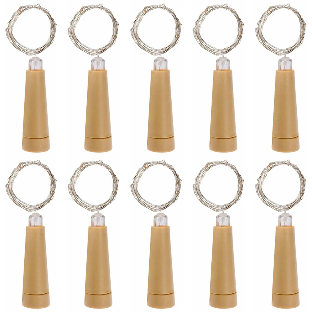 10X LED Cork Wine Bottle Fairy Lights AAA Battery Copper Wire String Lights Christmas Decoration Garland Lamp For Party Wedding