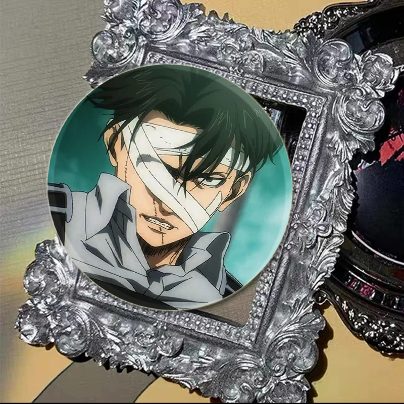 58mm Levi Ackerman Anime Character Badge Comic Cosplay Cartoon Brooches Handmade Exquisite Enamel Pins for Backpack Jewelry Gift