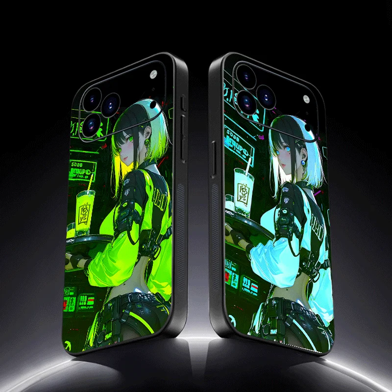 Cool Anime Girl LED Glow Phone Cover For Samsung S26 S24 Ultra S22 S23 S21 S25 Plus A16 A14 A17 A36 A35 5G Luminous Funda Case