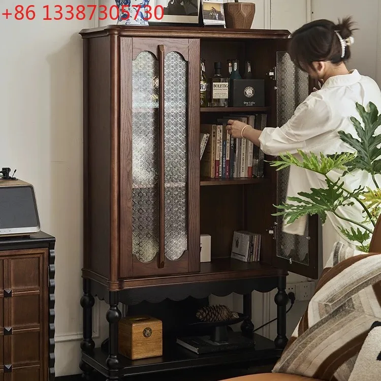 

Американский ретро обеденный боковой шкаф из цельного дерева, французский средневековый декоративный шкаф