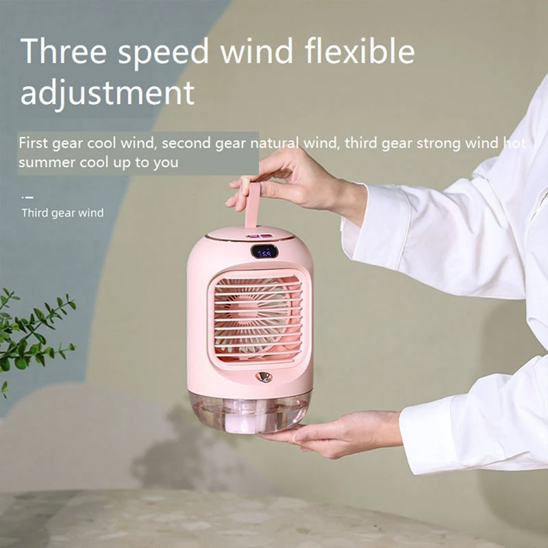 1 PCS Electric Fan Rechargeable Portable Desktop Silent USB Cooling Mini Portable Fan Air Conditioners Home Humidifier ,Green