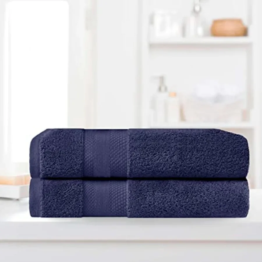 Turkish Cotton Heavyweight Towels for Guest Bath Master Bathroom Crown Blue Highly Absorbent Soft Plush Spa Hotel Use